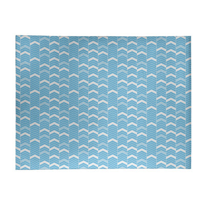 Tapis à chevrons à traits bleus