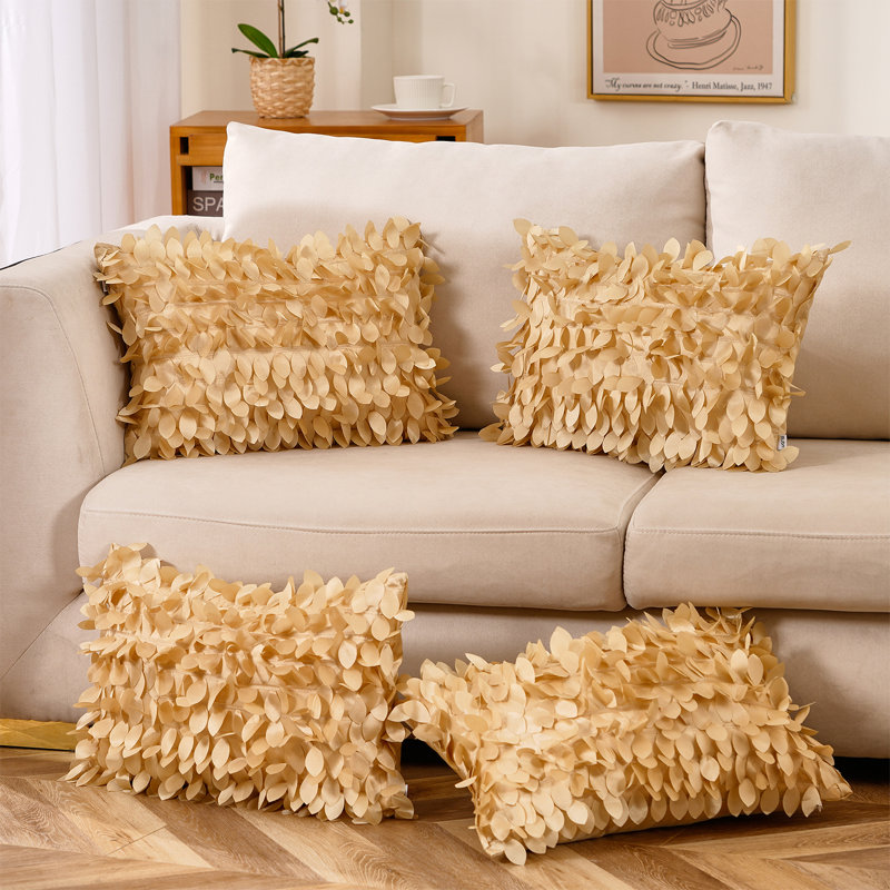 Jeté floral, Beige, Housse de coussin seulement - sans coussin