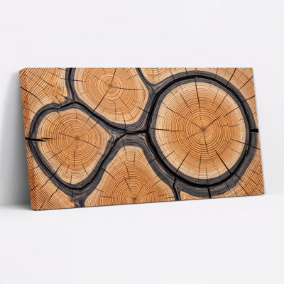 Natural Wood Tree Ring Cross Section Pattern Canvas Wall Art