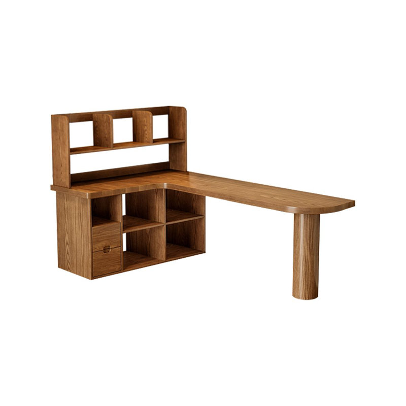 Light-walnut L-Shaped Solid Wood desks, 53.15" H x 70.87" W x 47.24" D, Left Hand Return