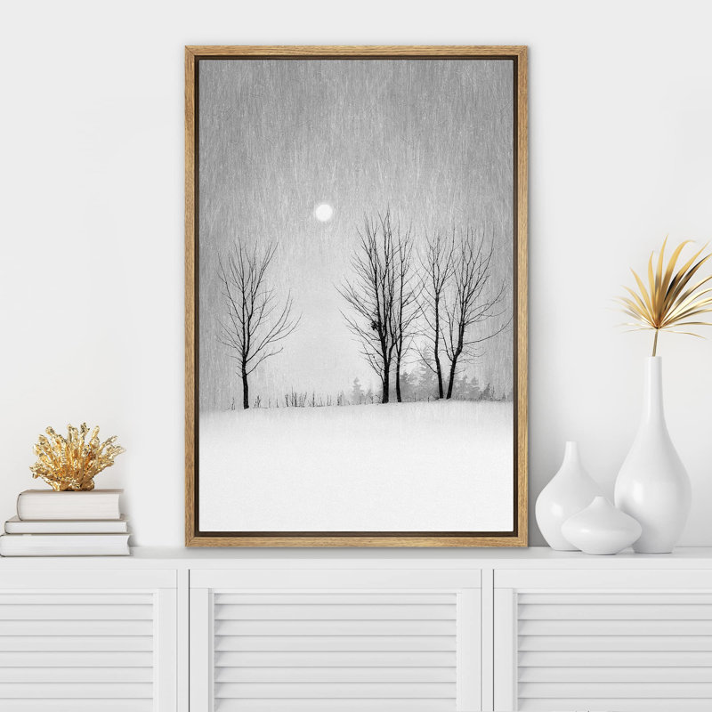 «Black and White Winter Snow Trees» sur, H 36 po x l 24 po, Cadre flottant naturel