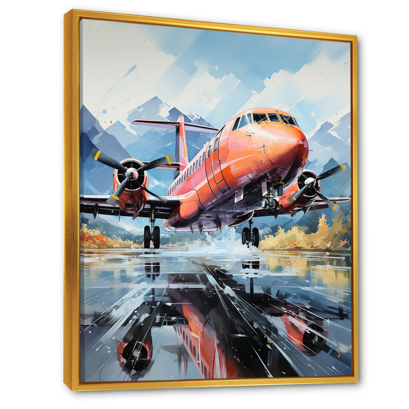 Engines Roaring Flight Takeoff sur impression sur toile, Cadre flottant doré, H 40 po x l 30 po x P 1,5 po
