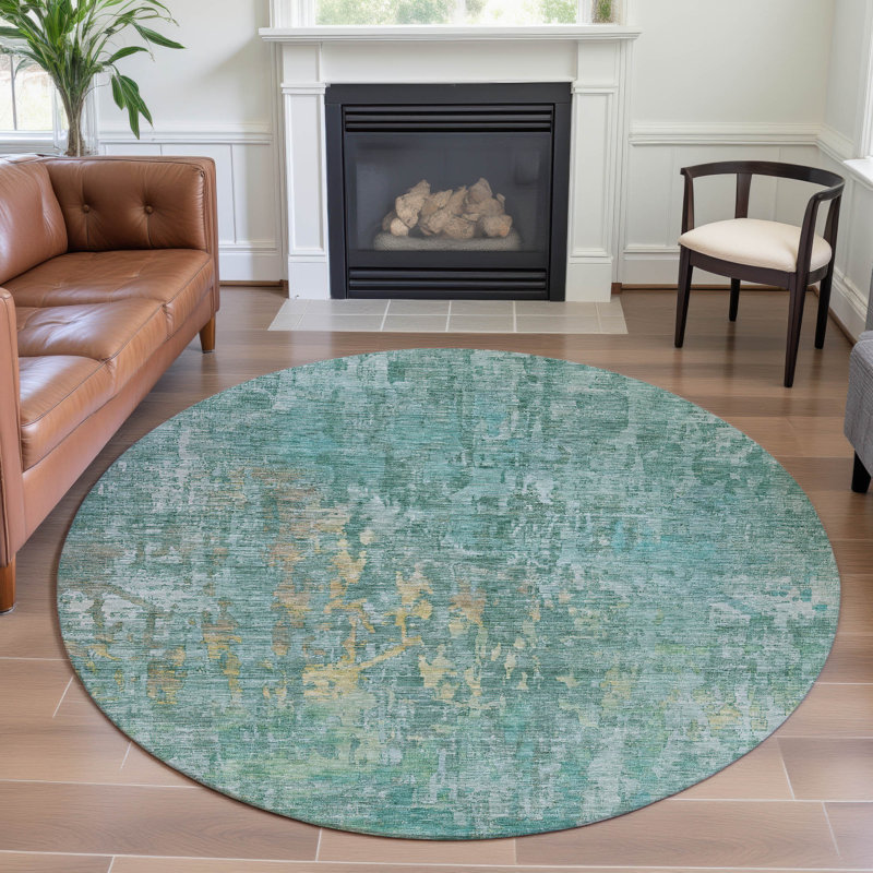 Premium Machine Washable Kelton AMF1237 Modern Rug, Round 8'