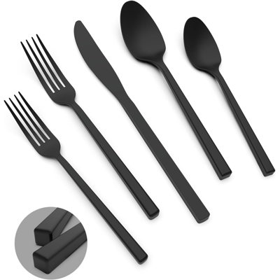 Ensemble de couverts 20 pièces en acier inoxydable, couverts modernes au fini mat, service pour 4, lavable au lave-vaisselle, résistant à la rouille, design forgé