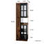 70 70 po Vitrine en bois avec porte en verre, 5 tablettes réglables, trois modes d'éclairage, idéal pour la décoration intérieure