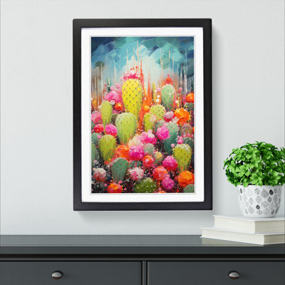 Cactus Action Painting Art - Framed Print