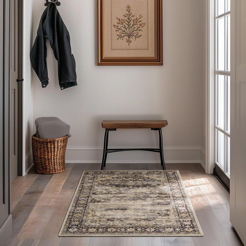 Redenhalk Area Rug GreyBrown, Machine Washable Rug,Soft Accent Rugs,Non-Slip Non-Shedding Low-Pile Floor Carpet