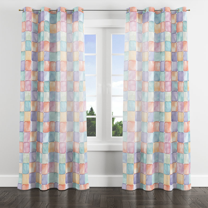 Rideaux Patchwork - rideau à œillets Banassak moderne - 1 panneau, Œillets dorés, L 52 po x L 90 po