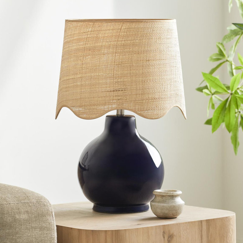 Lampe de table Maura, Tanné, Marine, H 22 po x l 15 po x P 15 po