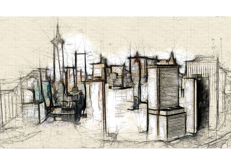 «Architectural Skyline», reproduction d'affiche par Ronald Bolokofsky (24 x 13) # FAS1367