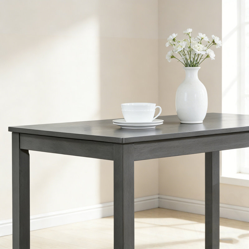Table de salle à manger rectangulaire en bois avec pieds robustes, Gris