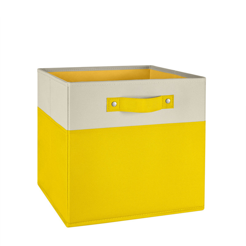 RiverRidge Kids 2pc Two-Tone Fabric Collapsbilble Cube Storage Organizers with Handles, Yellow