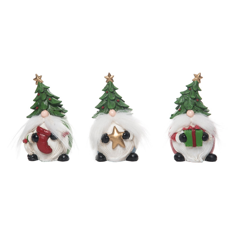  Ensemble de 3 gnomes en résine
