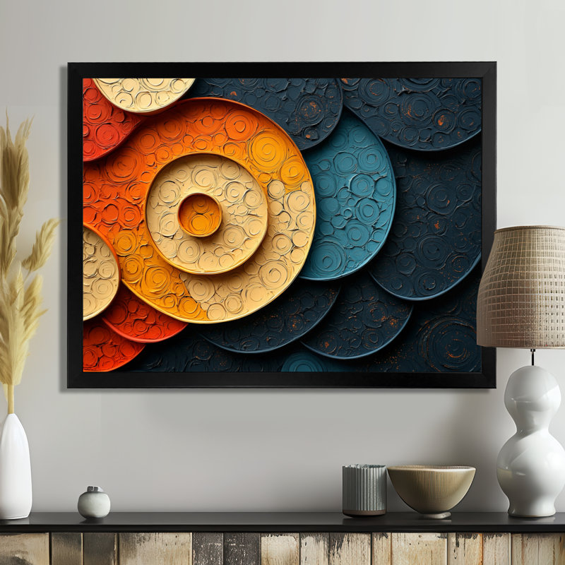 Géométrique, éclipse de biomorphisme, galaxie IV - spirales abstraites, art mural, H 30 po x l 40 po, Cadre simple, Noir