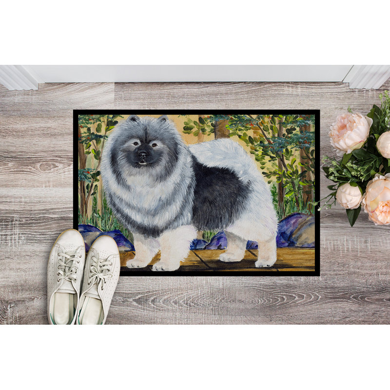 Paillasson d’intérieur antidérapant Tahlequah Keeshond, Rectangle 1 pi 6 po x 2 pi 3 po