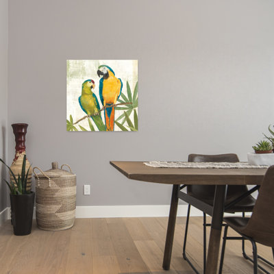 Oiseaux d'une plume carrée II, palmier, art tropical
