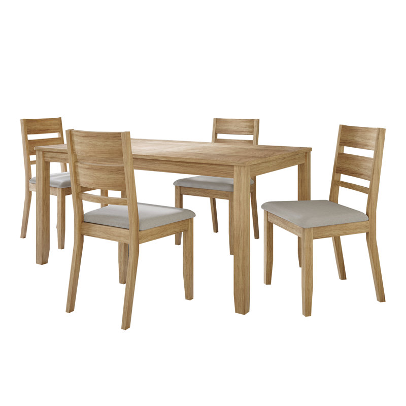 Ocossio 4 - Person Four Leg Dining Set, Natural Oak