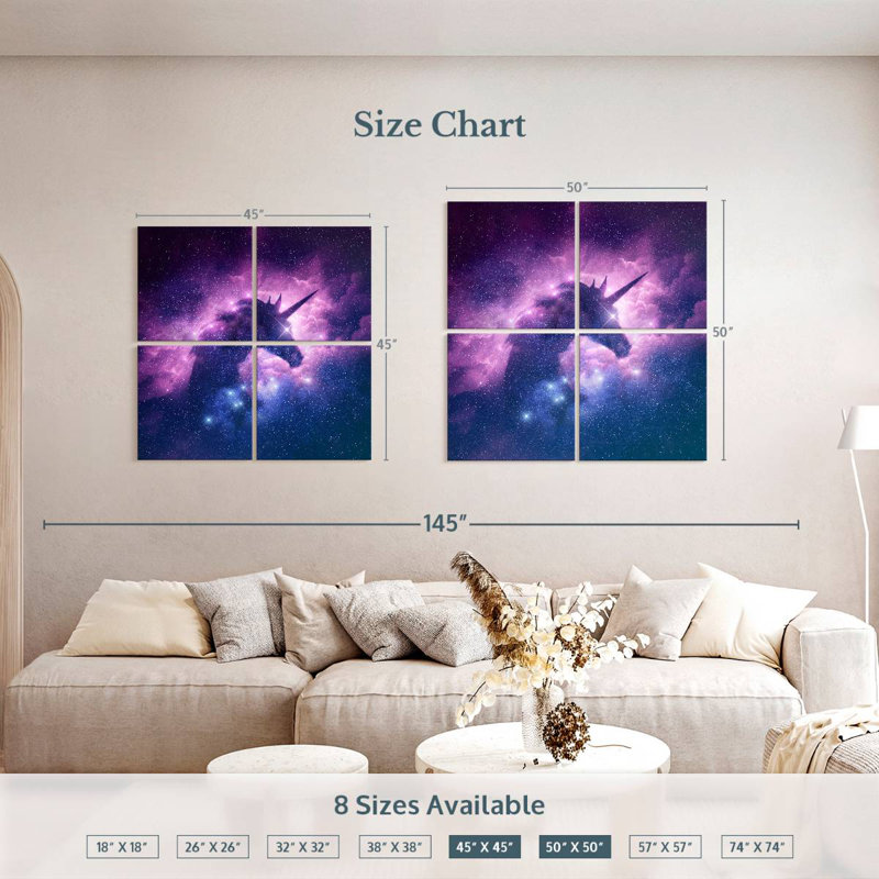 Kelan Unicorn Galaxy, 45" H x 45" W