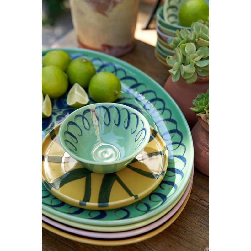 Amalfi Oval Serving Tray - Lime - 15.7" x 11", Green