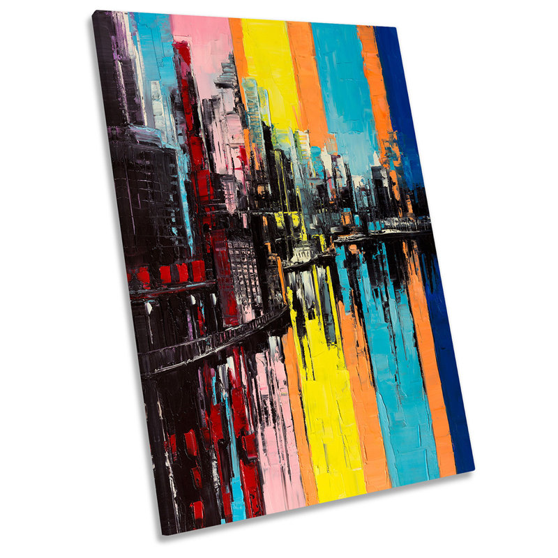 X7950 Abstract City Skyline Rainbow - Wrapped Canvas Art Prints, 45.7cm H x 30.5cm W x 2cm D