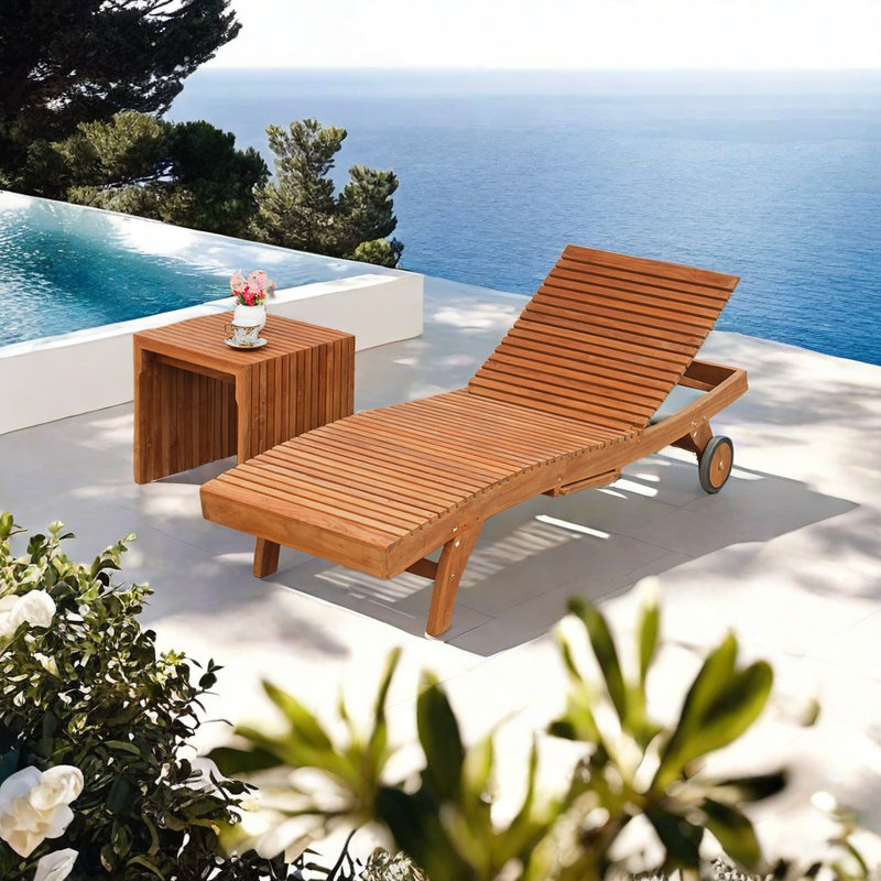 Chaise longue en teck de qualité supérieure