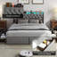 Upholstered Bed Frame with 4 Drawers, Bed with Storage Headboard, Charging Station and LED Lights-1373675418