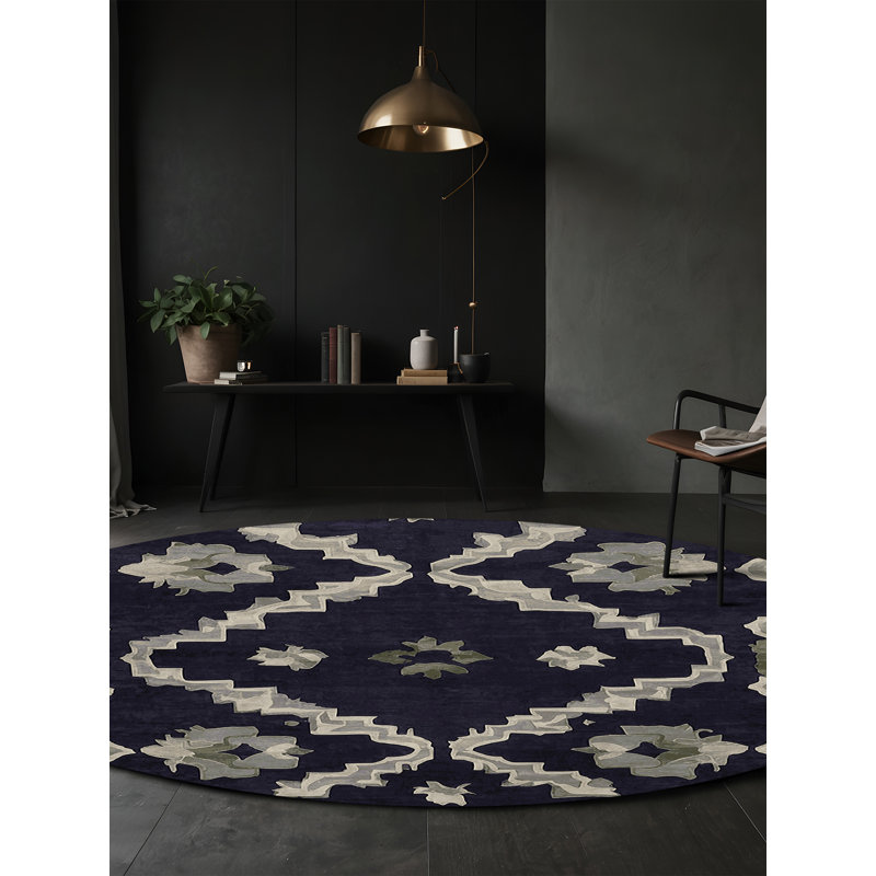 Tapis mauve soyeux et moelleux, Rond 3 pi