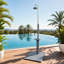 Douche d'extérieur polyvalente en bois - Conception résistante aux intempéries avec rangement intégré pour la détente au bord de la piscine-130047311