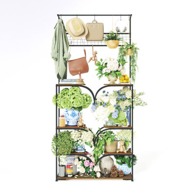 Support pour plante d'intérieur en métal 76,8 po avec lumières de croissance