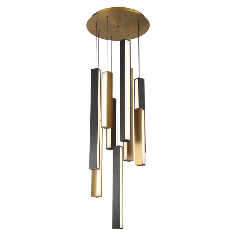 Chaos 15 - Light Cluster Square LED Pendant, 9, Aged Bronze/Black