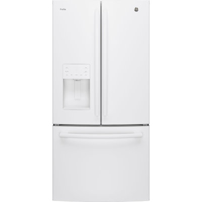 Ge Profile 23,5 pieds cubes Pi. Réfrigérateur à porte française Energy Star avec économiseur d'espace blanc - Pfe24hglkww