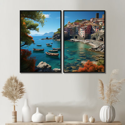 Teal Italy Cinque Terre II - Teal Wall Art