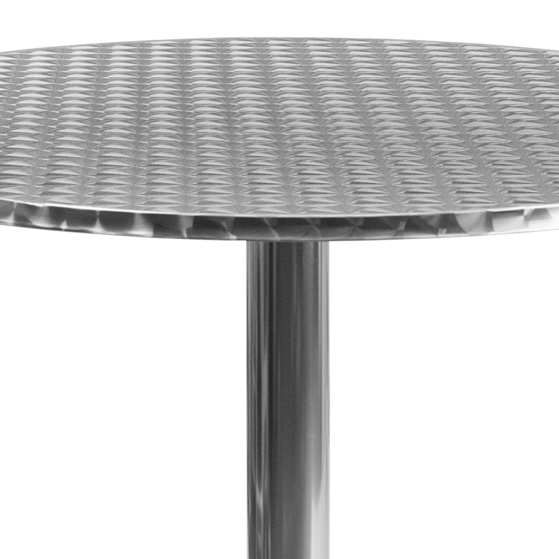 Round Aluminum Indoor-Outdoor Table with Base, 80cm W x 80cm D