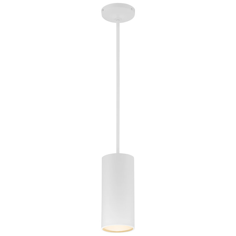 Luminaire suspendu cylindrique à 1 lumière, Blanc mat, H 10,5 po x l 4,75 po x P 4,75 po