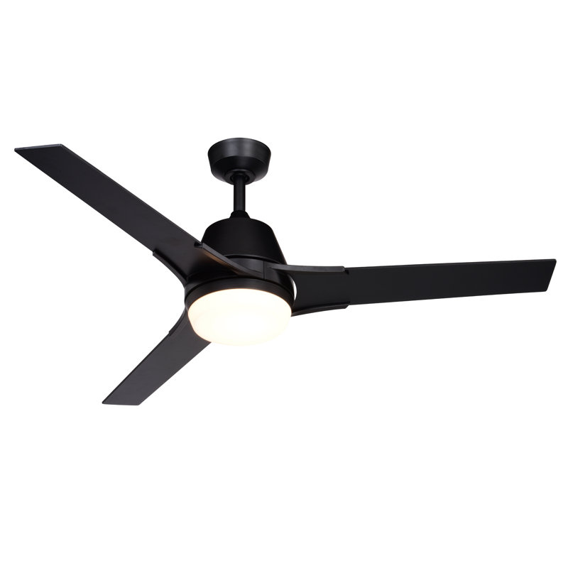 Ventilateur de plafond transitionnel intérieur et extérieur noir 52 po avec pales réversibles en noyer noir Ceyonna