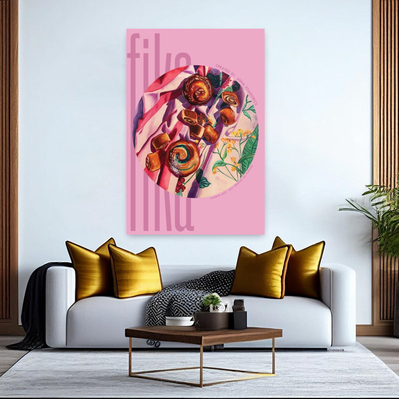 Art mural contemporain, "Delices Morning Pastries", H 60 po x l 40 po