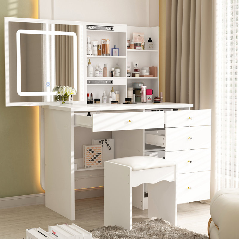 Claranell Dressing Table with Mirror, White