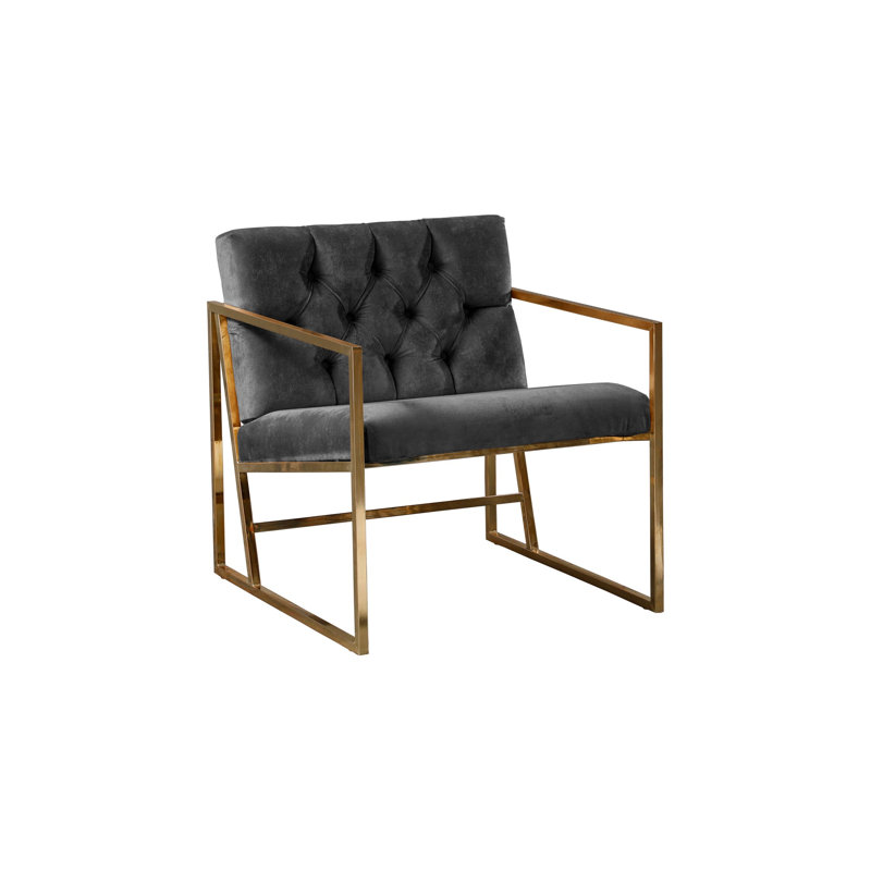 Élégant fauteuil à oreilles avec pieds en métal, couleur fumée, 27,6 po x 29,1 po x 29,5 po | Cadre 100% métal et tissu 100% Babyface | Hauteur du siège confortable: 18,1 pouces, parfait pour le salon ou le bureau