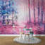Rose et bleu aquarelle forêt enchantée-857868366