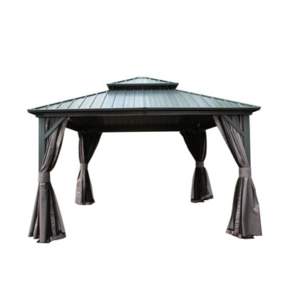 Pavillon de jardin 12 'X avec toit - pour patio, cour, terrasse, pelouse durable et gris pour cour attrayante