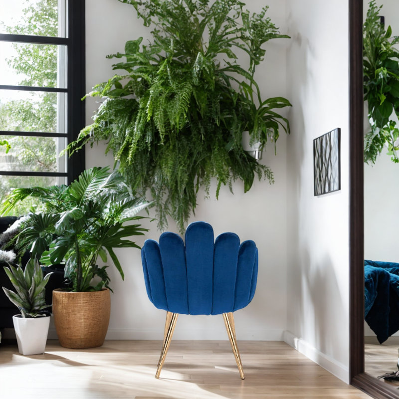 Fauteuil en velours Yeldem, Bleu