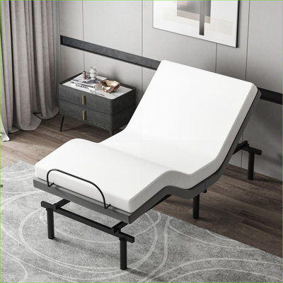 Twin XL Gray Metal Adjustable Zero Gravity Power Bed Frame 440lbs Capacity for Bedroom Guest Room
