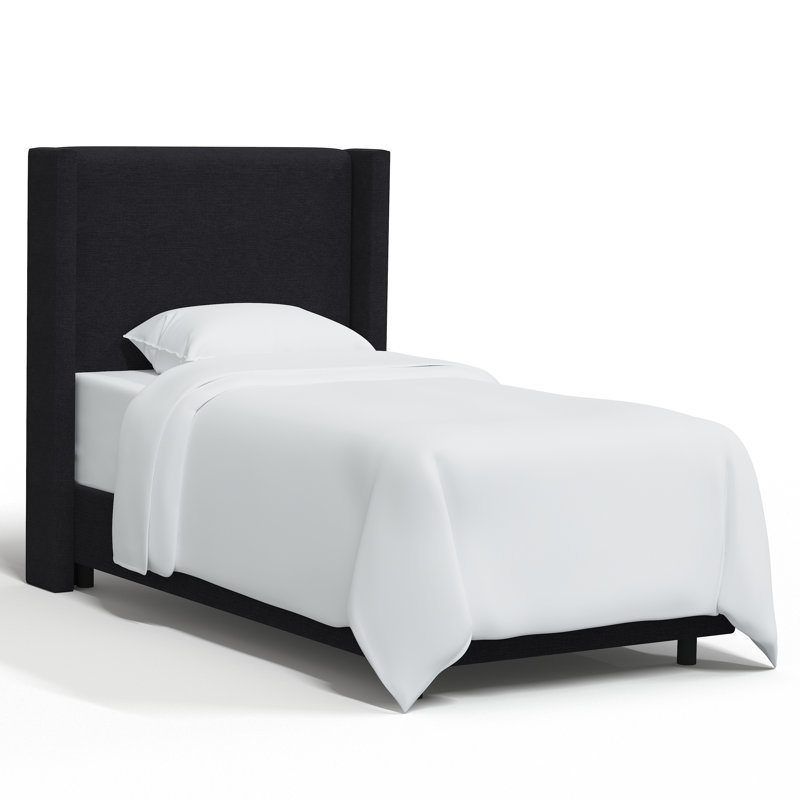 Lit tapissier standard Hanson, Simple, Lin classique noir