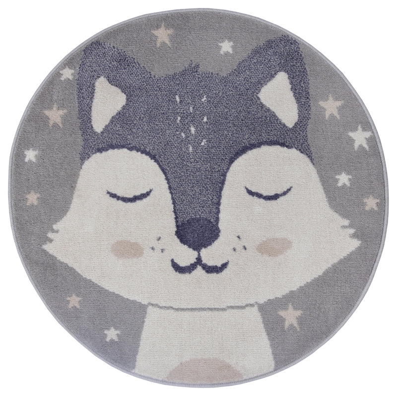 Adventures Children Grey Rug, Round 100cm