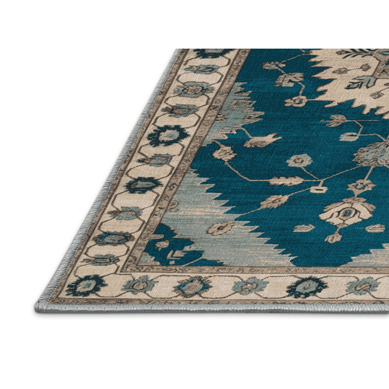 Machine Washable Overdyed Blue Area Rug, Rectangle 2' x 3'