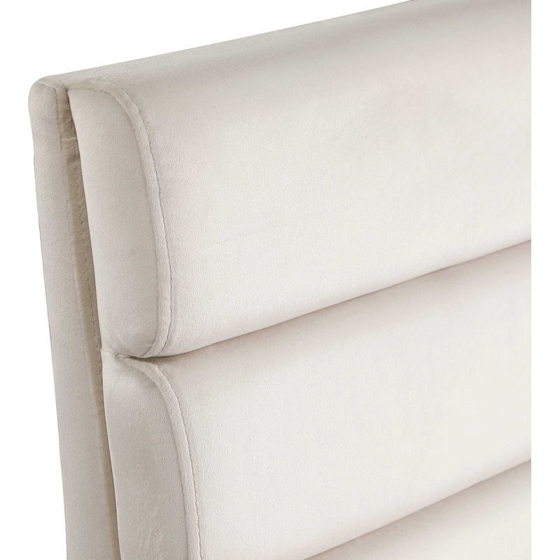 Chaise d'appoint en velours capitonné Kai, Velours crème