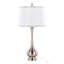 Lampe de table contemporaine 28,75 po en métal nickel brossé et lin blanc avec garniture argentée Cairo - ensemble de 2
