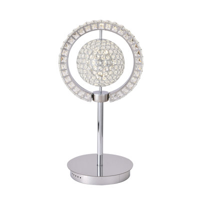 Brue A CHROME FRAME ORB TABLE LAMP WITH CLEAR CRYSTALS 