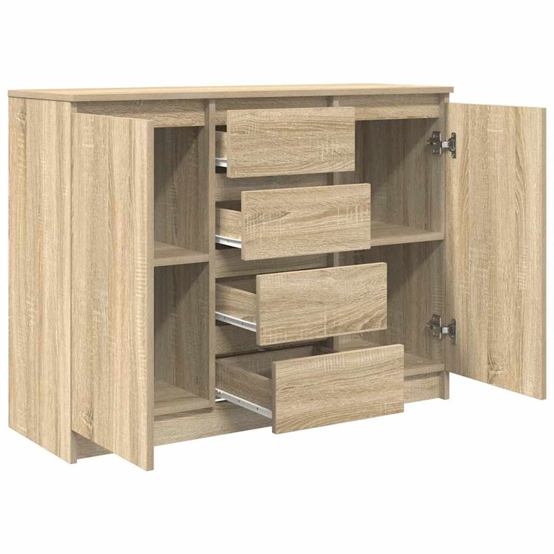 Sideboard With Drawers 100.5X35x76 Cm Engineered Wood, Sonoma Oak