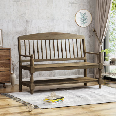 Solid Wood Shelves Storage Bench